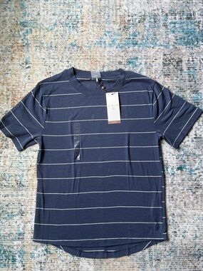 CALIA Women's Everyday Relaxed Tee NWT Ardosia Slate Stripe Blue XS Retail $38